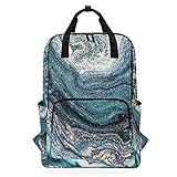 Backpack Daypack Laptop Bag Ocean Sea Stars Sky Golden Green Black Marble Striped for Women Men Tote...