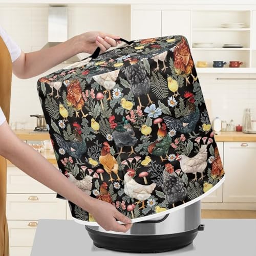 Image of Cozeyat Farm Rooster Pressure Cooker Air Fryer Cover,Round Pressure Cooker Dust Cover,Protective Cover with Pocket Kitchen Appliances for Electric Pressure Cooker Air Fryer Rice Cooker Steamer