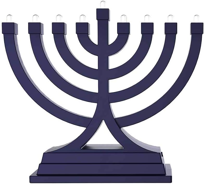 Zion Judaica - Mini LED Hanukkah Menorah con batería o funciona por USB, múltiples ajustes de luz para decoración de Janucá (azul)