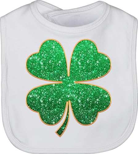 Shirtracer Baby Lätzchen - Event und Anlass Geschenke - Vierblättriges Kleeblatt I Shamrock I Glücksbringer - Unisize - Weiß - irisch irland glücksklee st patricks kleeblätter st. patrick's day