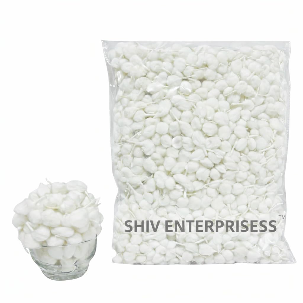 Round Phool Batti- 1150 Pieces | Round Cotton Wicks for Pooja | Rui Batti | Aarti Navratri Home Dcor Meditation and Spiritual Prayers (White)-image-45