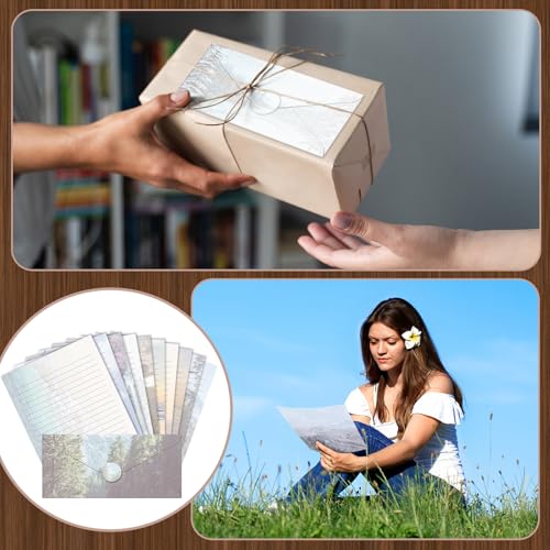 TaoBary Conjunto de papel de papelaria com 160 pacotes (50 papéis de papelaria de dupla face, 50 env