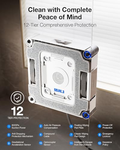 ECOVACS WINBOT W3 Omni Robot Window Cleaner with Auto-Clean & Multi-Functional Station, Win-SLAM 5.0 Smart Navigation, Intelligent Cleaning with Triple Spray System, 12-Level Protection - image 8