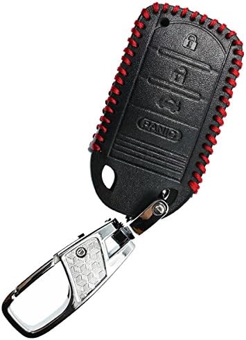 Alegender Hand Sew Leather Key Fob Cover Case Protector Holder Skin Jacket for Acura MDX RDX TL TLX IL TSX ZD Smart Key 4 Buttons
