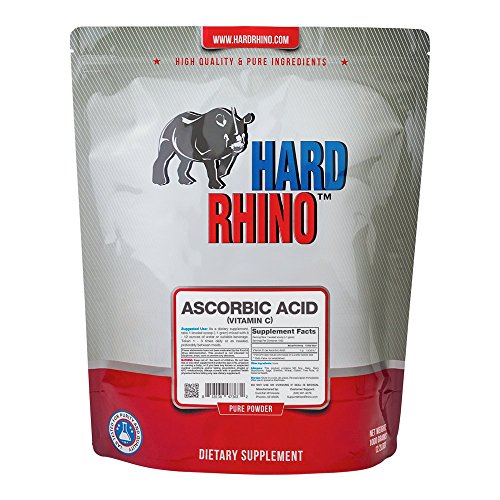 Hard Rhino Ascorbic Acid (Vitamin C) Powder, 1 Kilogram (2.2 Lbs), Unflavored, Lab-Tested, Scoop Included