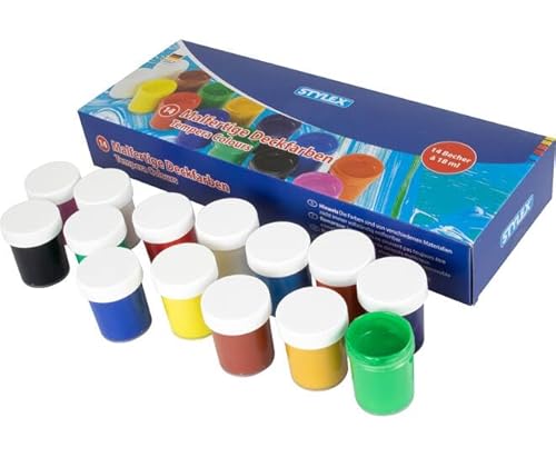 14 Malfertige Deckfarben / 14 x 18 ml / 13 Farben