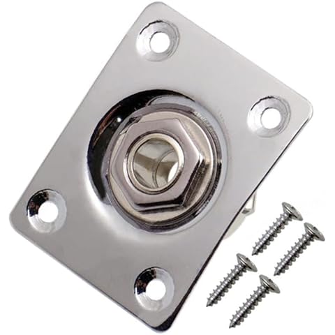 JD.Moon Square Metal 1/4 Output Jack Plate Input Jack Socket for Electric Guitar Bass (Chrome) Cover