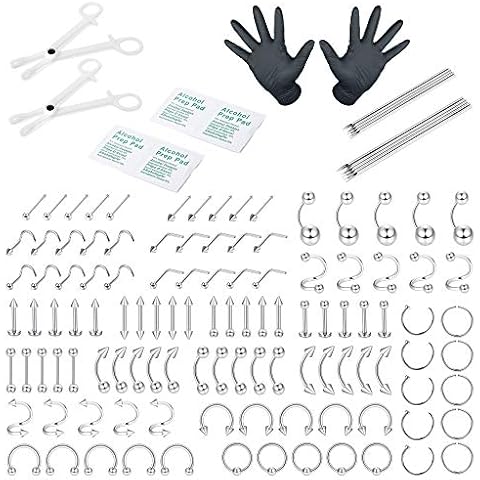 Set Piercing Adramata Acero Inoxidable 110Pcs 14G 16G 18G Cover