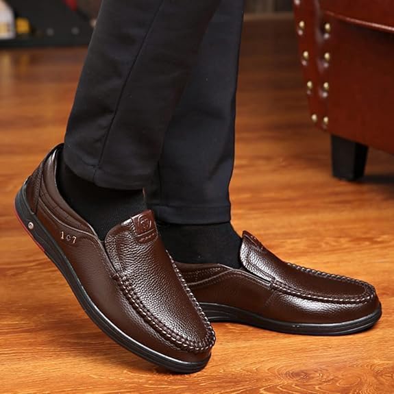 Loderin Mens Shoes, Loderin Walking Shoes, Loderin Shoes, Men's Comfortable Relaxed Fit Lightweight Breathable Arch Support Cushioned Walking Shoes Business Casual Slip On Loafers Orthopedic Dress Shoes Comfort Fashion Driving Shoes Work Flats for Male3