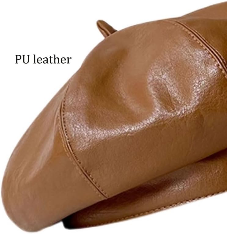 PU Leather Beret Versatile British Artistic Painter's Hat for Ladies