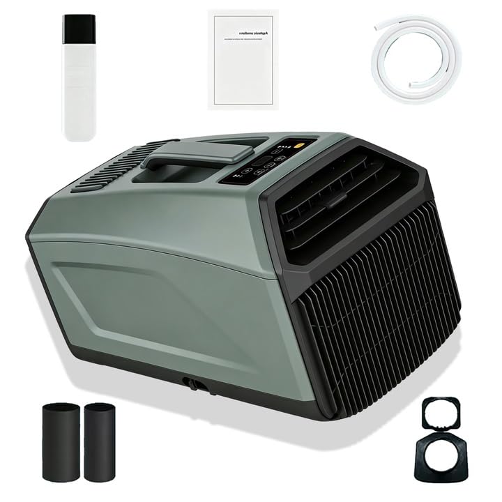 Condizionatore d'aria portatile per tenda da campeggio, 5000 BTU Aria condizionata mobile con doppio tubo, 400 W a basso consumo per Van Life, Camper, Camion, Silenzioso 36dB