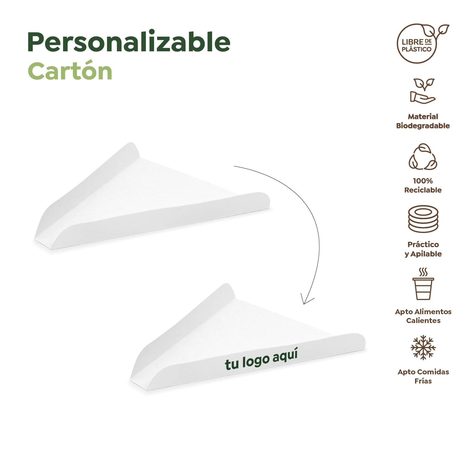 MAXI PRODUCTS - Lot de 100 cales à pizza en carton blanc à emporter de 18 x 23 x 3 cm - Boîte à pizza, à emporter, recyclable, porte-pizza, cale à emporter, facile à utiliser