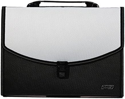 Office Business Nylon A4 13 Pockets Expanding File Receipts Document Organizer Snap Closure Top-Handle Handbag Briefcase Green Blue Black