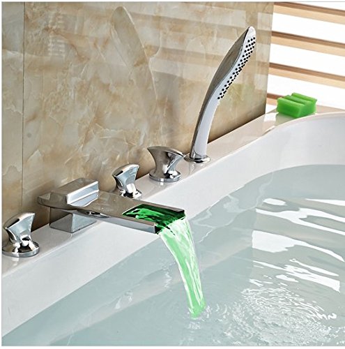 Mélangeur LED design cascade en chrome pour baignoire haute performance - 2