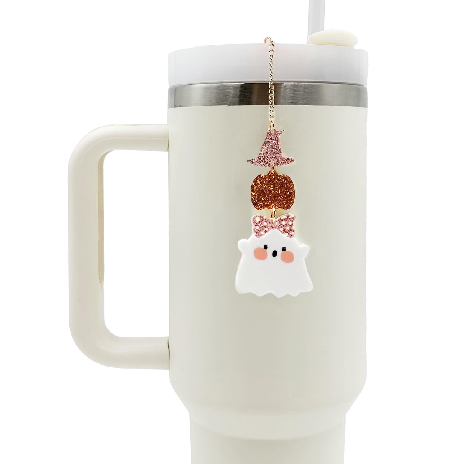 Amazon.com: Halloween Cup Charm – Pink Ghost Tumbler Chain for