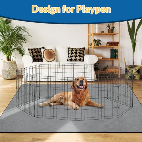 Image of 72 inch x 72 inch Washable Dog Pee Pads - Reusable Non-Slip Indoor Potty Training Leakproof, Whelping Pads for Floor, Bed, Crate, Cages, Playpen, Couch Waterproof, Grey