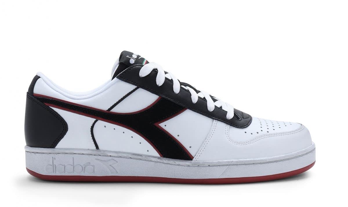 Diadora Magic Basket Low Icona Leather Sneaker Unisex, White Red Granata 41 Eu-image