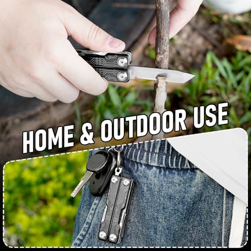 Image of BIBURY Mini Keychain Multitool Scissors B12062B, 9 in 1 Multitool EDC Scissors with Screwdriver, Bottle Opener, Pocket Knife, Spring -Mini Multi Tool for Outdoor, Daily Use, Gifts for Men and Women