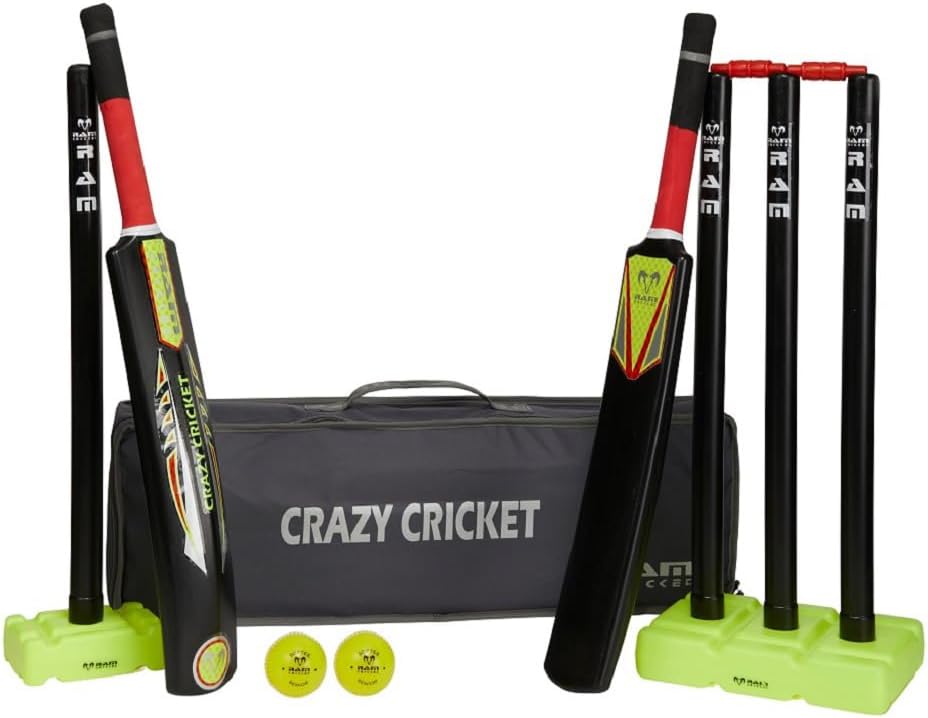 – Ram Cricket Crazy Cricket Sets – Senior & Junior for ages +9 years old – High Performance & Durable Kwik Cricket Style Set for Training, Cricket Matches, Garden, Beach, or Park