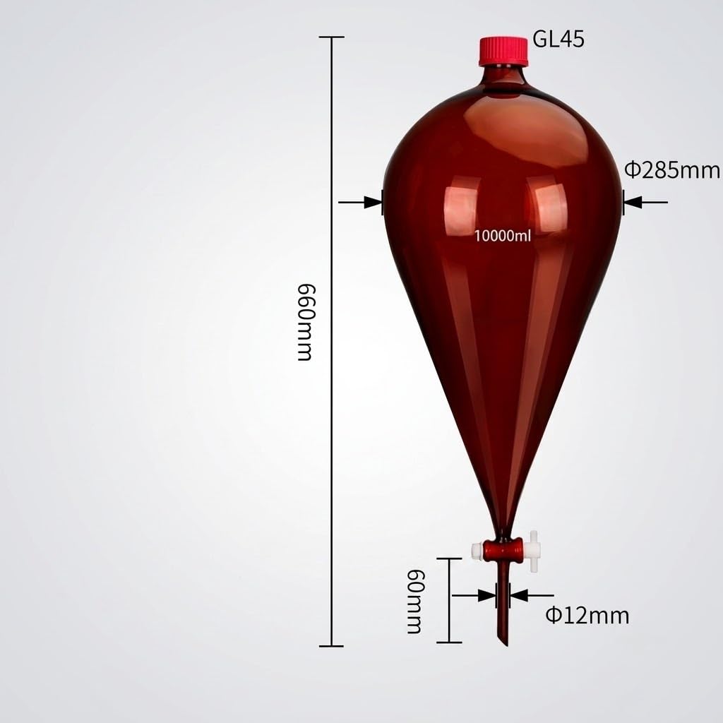 Rozdzielacz Bursztynowe Szkło Borokrzemowe Kranik PTFE Lab Kolba-10000ml GL45