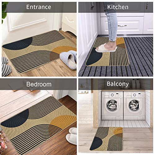 Azjoylife Boho Door Mat Indoor Entrance Welcome Outdoor Doormats Mud Room Entry Rug - Non-Slip Rubber Mat Low Profile Dirt Trapper - Bohemia Sun, 17X30 Inch #TOP5
