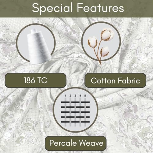 Image of Mafatlal 186 Tc Corsica Cotton Bedsheet for King Size Bed | 108 X 108 Inches | Summer Lightweight Chador for Breathable Sleep | Bedding Set with 2 Pillow Covers | Pastel Green