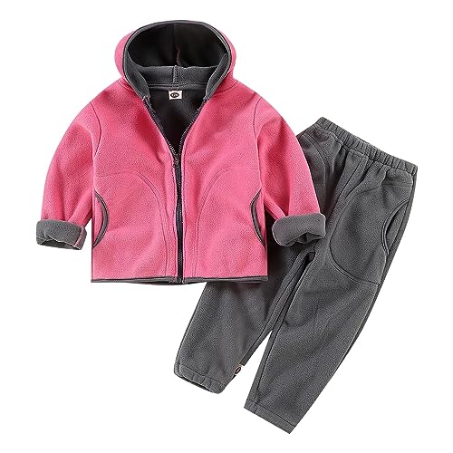 Toddler/Little Boys Boys Shaker Suit Long Sleeved Hooded Jacket Color Zipper Top + Solid Color Baby Boy Suit