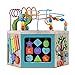 Teamson Kids Preschool Play Lab 7-in-1 Large Wooden Activity Cube Station Center Bead Maze and Counting for Kids Baby Toys, Natural