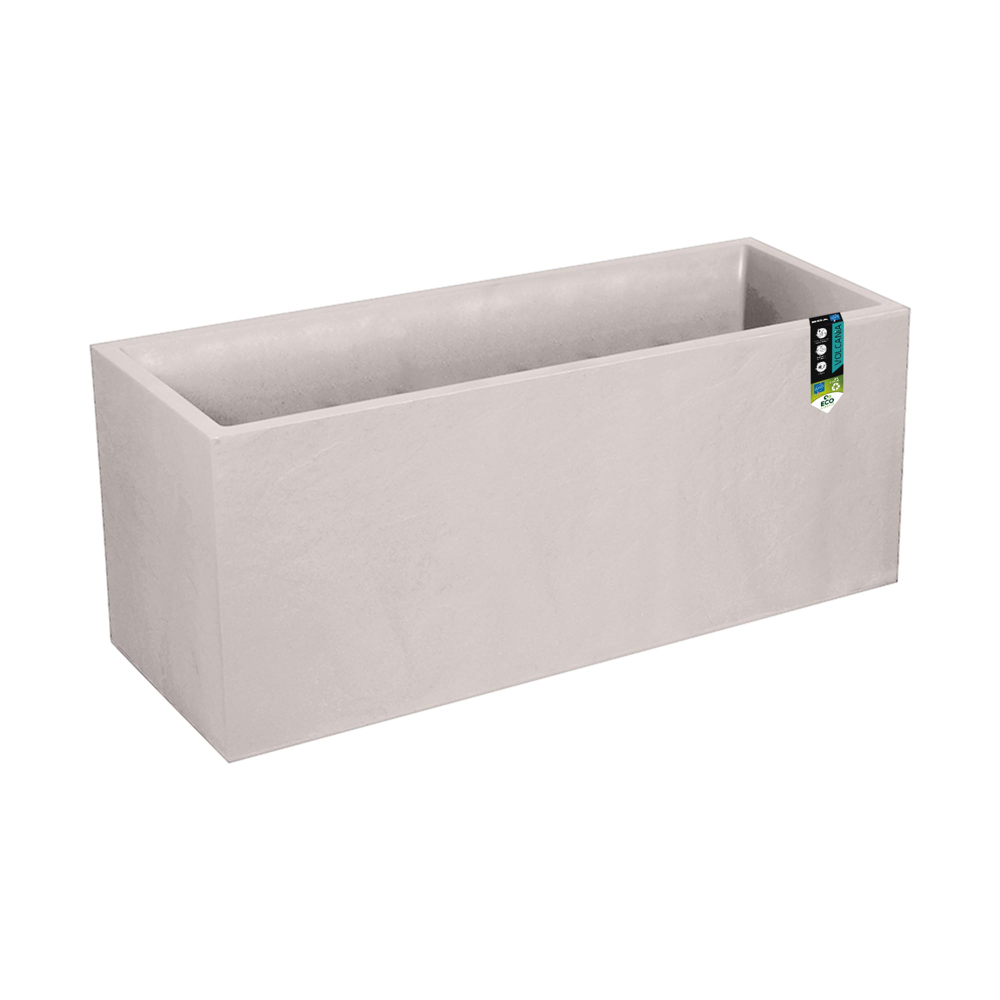 EDA - Jardinière Volcania 98 L - Décor Imitation Pierre - Double Paroi - Zone de Rétention d'eau - Modulable - 99,​5 x 39,​5 x 43,​5 cm - Beige Calcaire