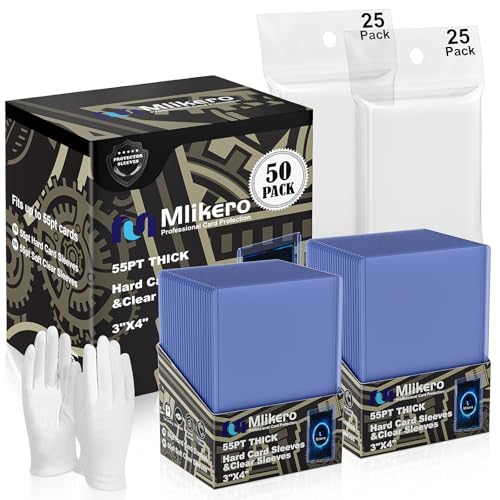 50 Count 55pt Top Loaders for Cards 3x4 Thick Toploaders with Soft Thick Card Sleeves for Baseball Basketball Football Cards