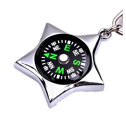 Freessom Porte Clé/Clef Homme Garcon Boussole Etoile Anneau Personnalisé Drole Metal Pendentif Original Accessoire de Sac Voiture Pas Cher Cadeau Ideal