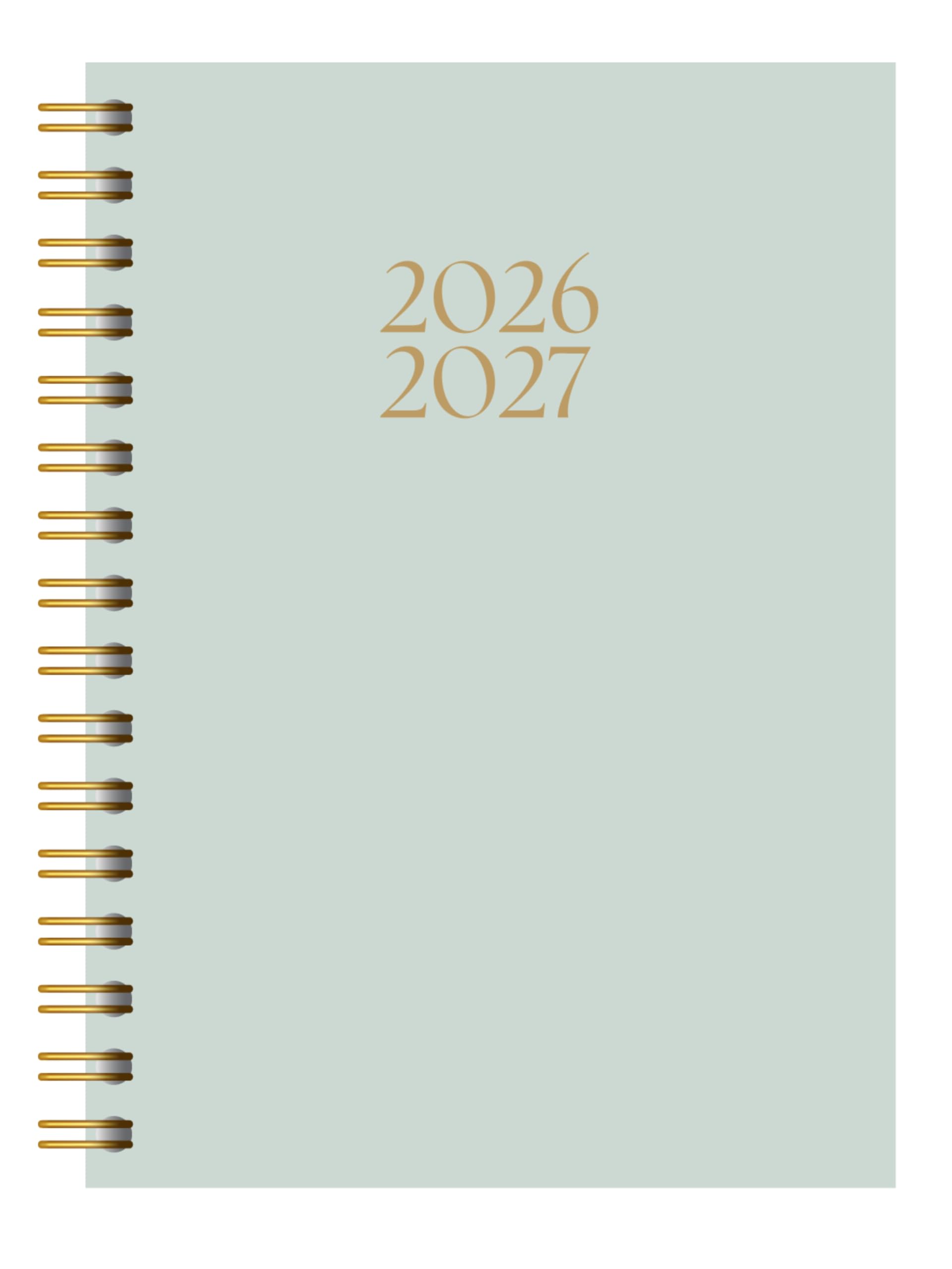 Academic Diary 2026-2027 A5 Week to View Wiro Spiral Bound Diaries Pastel Green