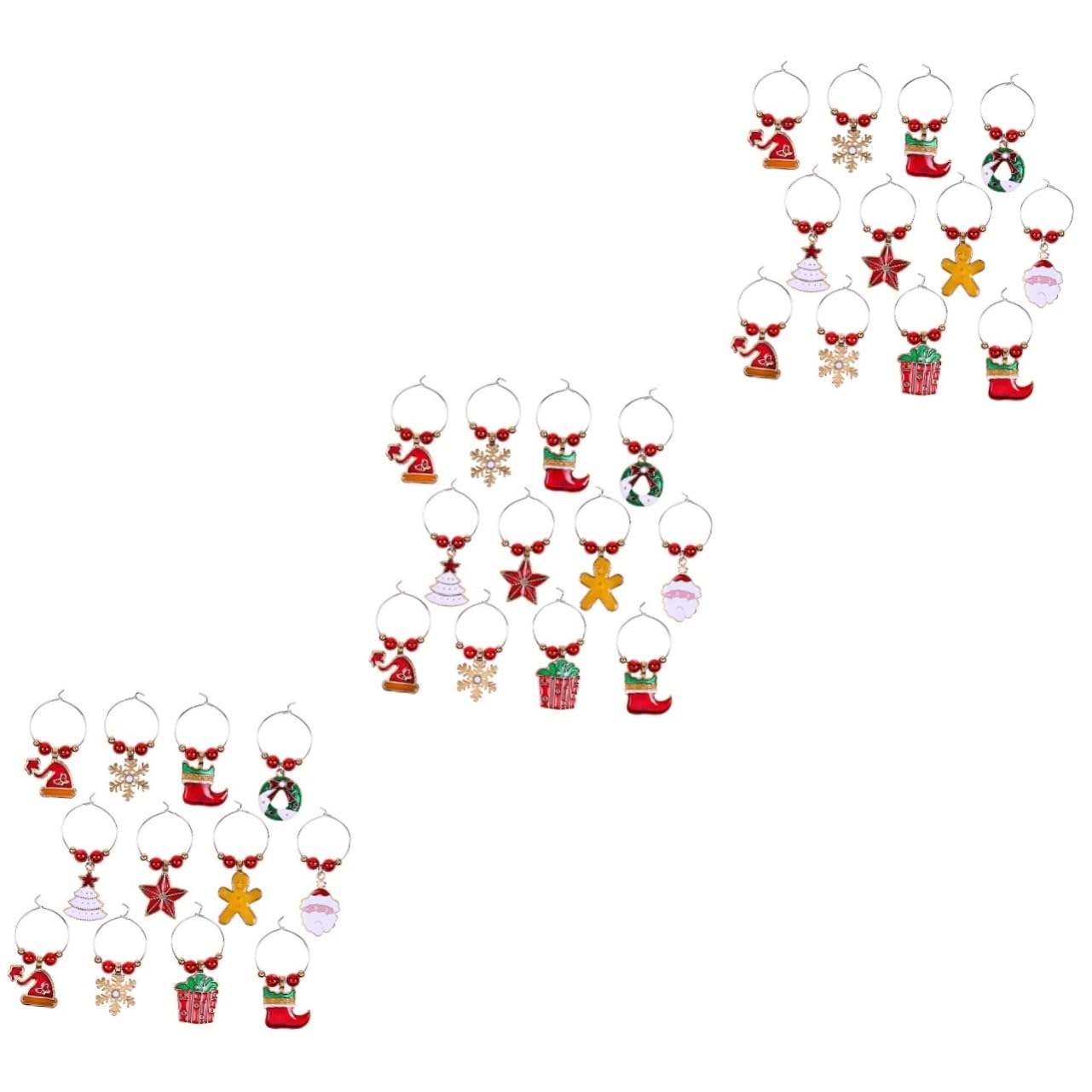 ABOOFAN 3 Set Di Vivaci Ciondoli Per Calici Da Vino Natalizi Segnabicchieri in Metallo Per Feste Di Natale 12 Pezzi * 3