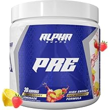 Alpha Supps Pre, Pre-Workout Powder for Men & Women, Back to Basics Preworkout Formula for Fitness & Gym Training Athletes - Boost Energy, Focus & Performance 30 Servings, Strawberry Lemonade