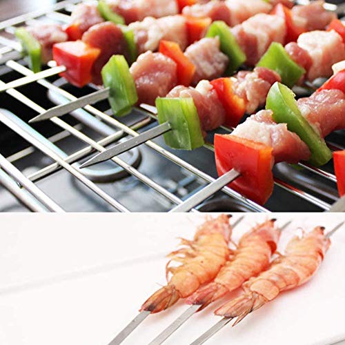 Amestar 12 Pack Kabob Skewers BBQ Barbecue Skewers Stainless Steel Sticks 23.5 Inch Heavy Duty Large Wide Reusable with Nonslip Wooden Handle Ideal for Shish Kebab Chicken Shrimp and Vegetables by Amestar - Image 7