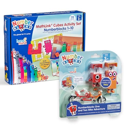 【Amazon限定】 Numberblocks ナンバーブロックス 2個セット 「マスリンクキューブ 算数アクティビティセット (1-10)」 + 「One and Two Bike Adventure キャラクター フィギュア」 算数おもちゃ 正規品