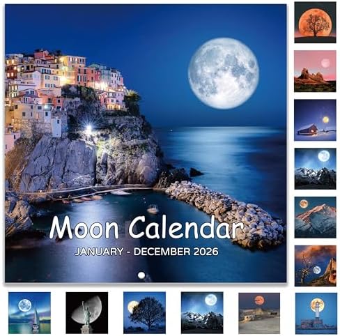 2026 Calendar - Wall Calendar 2026, 2026 Moon Calendar from Jan. 2026 - Dec. 2026, 12