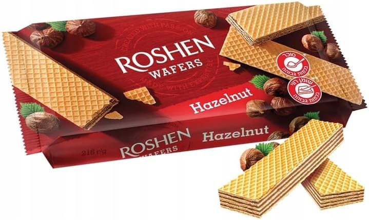Roshen Crispy Flavorful Wafer with Hazelnut Filling, 7.62oz/216 grams