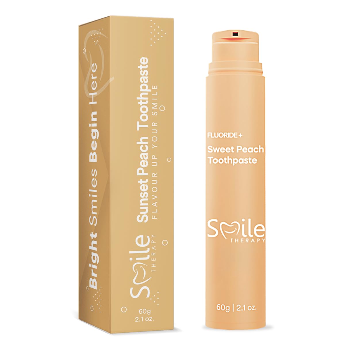 Smile Hi Flavoured Toothpaste – Whitening Toothpaste for Deep Cleaning, Fluoride Toothpaste with Smile Teeth Whitening, Tooth Paste Fun Brushing for Adults & Kids | Sweet Peach Flavor (Vanilla)