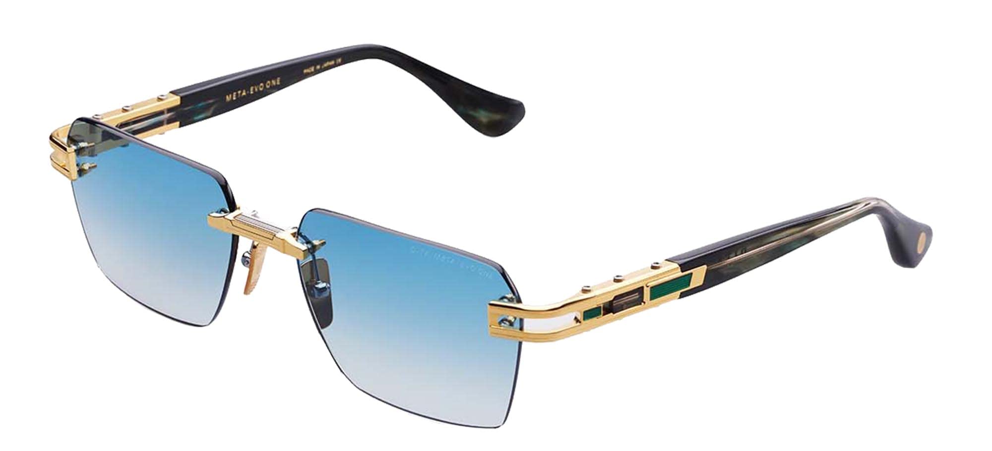 Dita META-EVO ONE DT DTS147 A-03 Yellow Gold Artic Sky Swirl Metal Rimless Sunglasses Blue Gradient Lens
