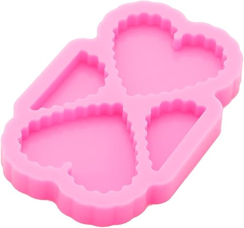 Miniatura 3 de Moldes de silicona con forma de corazón brillante y medio corazón para bricolaje, llavero, colgante, molde de arcilla polimérica, fabricación de