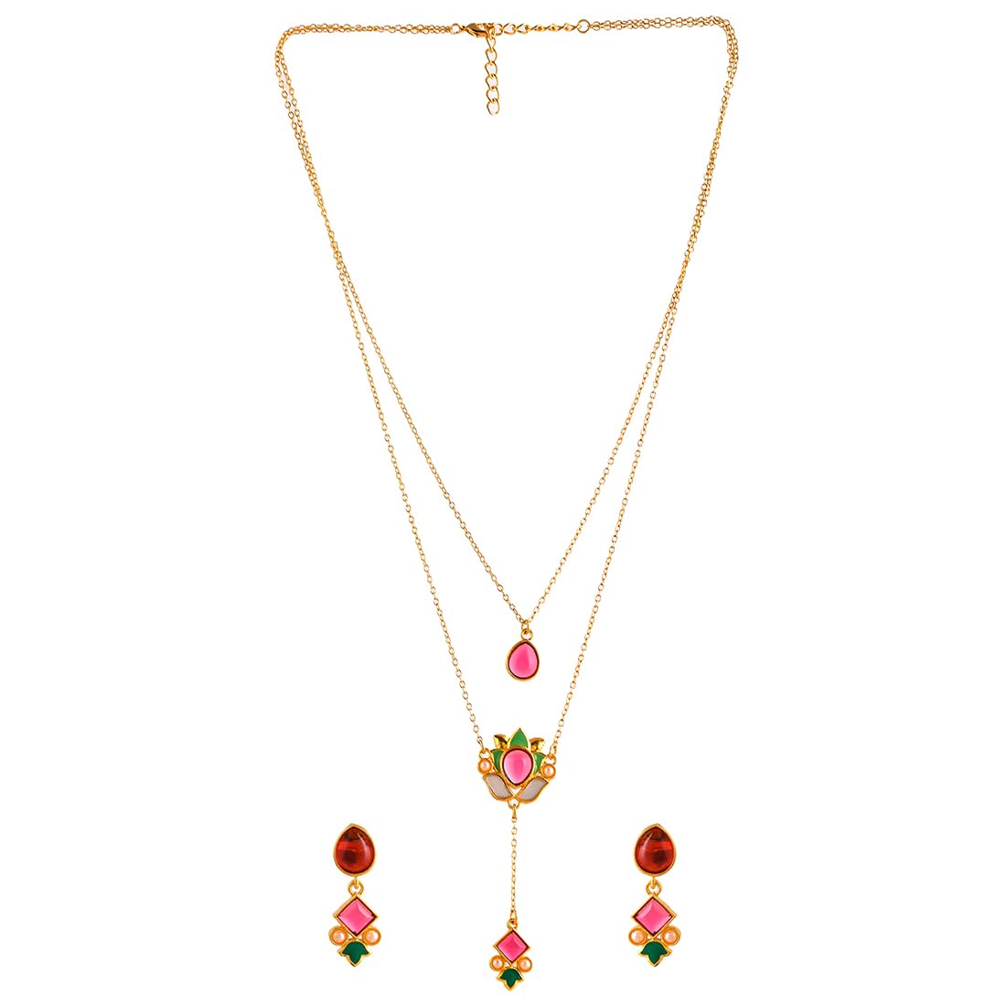 VOYLLA Forever More Pink Stones Enamelled Layered Necklace Jewellery Set|Enamelled Necklace Set For Women|EveryDay|Festive|Wedding|Gift For Women| (B0C61WR17P) Amazon Price History, Amazon Price Tracker