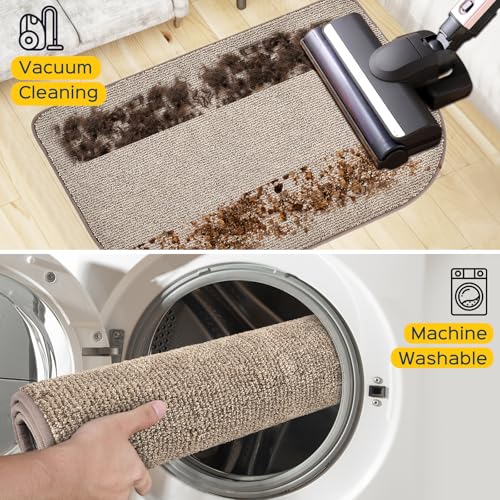 Image of Washable Kitchen Rugs Set of 2 (24 inch x 35.5 inch + 24 inch x 59 inch), Non Slip Kitchen Mats for Floor, Absorbent Indoor Entryway Runner Rugs for Laundry, Bathroom, Door, Bedroom (Roll Packing)
