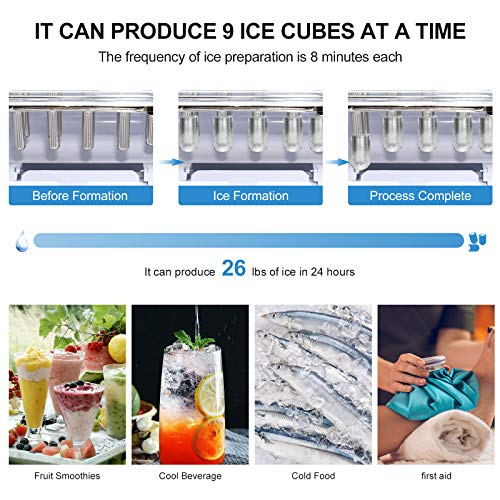 Fabricadora de hielo portátil para uso doméstico 26 lbs miniatura 7