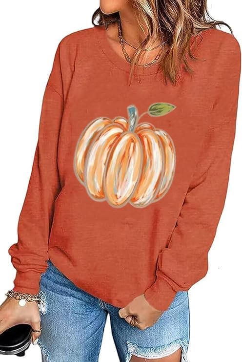 It's Fall Y'all Leopard Plaid Dot Pumpkin Sweatshirt Women's Halloween Long Sleeve Casual Pullover Tops