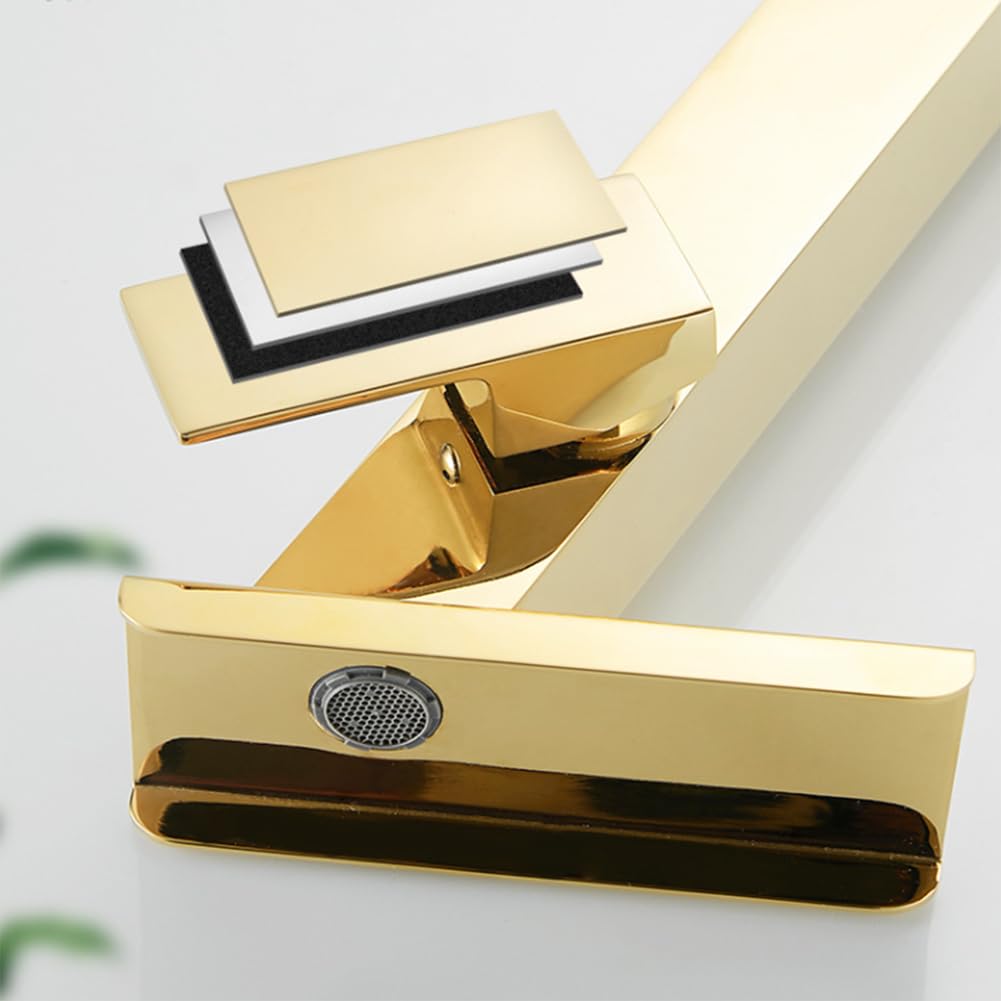 Wasserhahn Bad Wasserfall Waschtischarmatur Messing Einhebel Mischbatterie Hoch Waschbecken Armatur, Badarmatur Waschtischbatterie Badezimmer, Gold