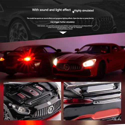 Image of Alokik Enterprise 1:32 Merecdes Amg GTR Diecast Car Models Toys Metal Alloy 2 Openable Door and Sound & Light, Pull Back Toys Gifts for Boys Best Gift Car (Black /Yellow)