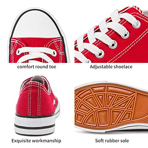 Womens Canvas Sneakers Low Top Lace Up Canvas Shoes Fashion Comfortable… (Red, Us8) #TOP3