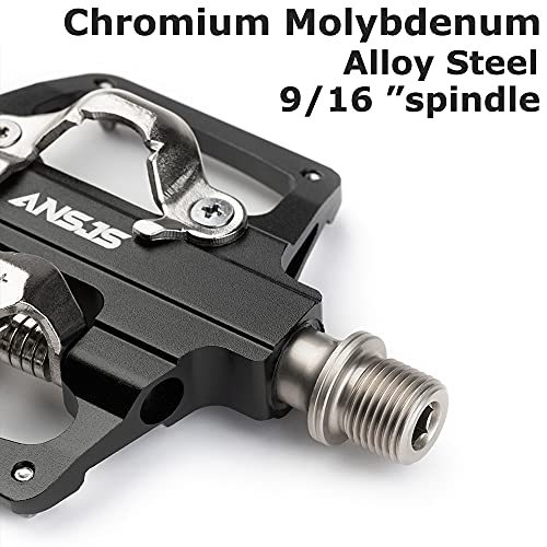 MTB Mountain Bike Pedals Bicycle Flat Platform Compatible with SPD Mountain Bike Dual Function Sealed Clipless Aluminum 9/16" Pedals with Cleats for Road MTB - Image 3