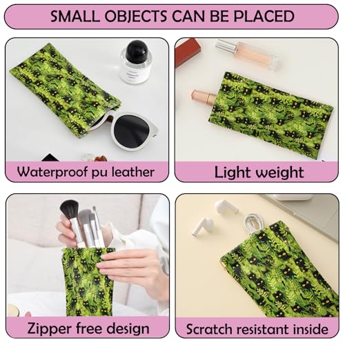 Image of 2 PCS Glasses Case Eyeglass Sunglasses Pouch Squeeze Portable Bag Soft Leather with Cleaning Cloth Women Men Girls
